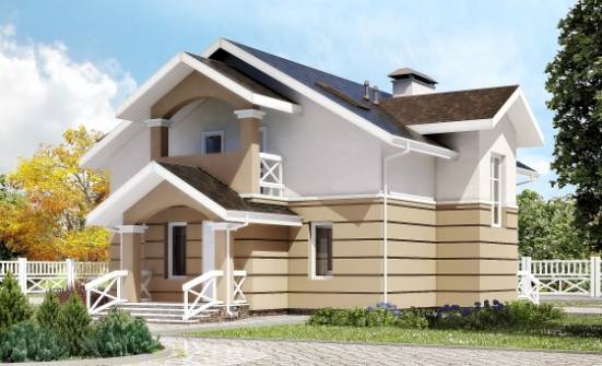 155-009-П Проект двухэтажного дома с мансардой, доступный коттедж из поризованных блоков Горно-Алтайск | Проекты домов от House Expert