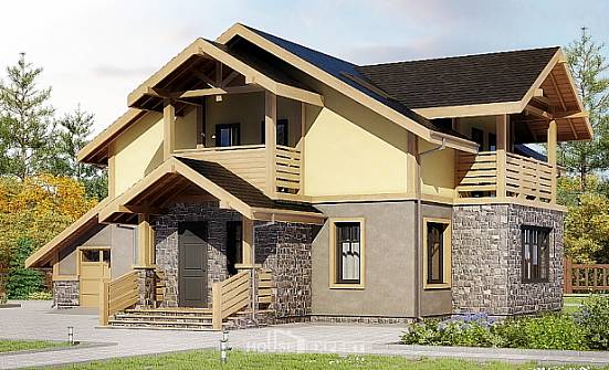 180-011-П Проект двухэтажного дома с мансардой, гараж, доступный коттедж из блока Горно-Алтайск | Проекты домов от House Expert