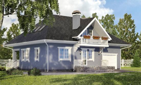 200-001-П Проект двухэтажного дома с мансардой и гаражом, уютный дом из пеноблока Горно-Алтайск | Проекты домов от House Expert