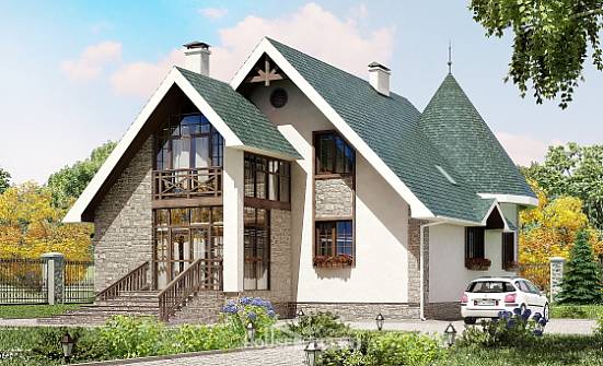 170-003-Л Проект двухэтажного дома мансардой, компактный загородный дом из газосиликатных блоков Горно-Алтайск | Проекты домов от House Expert