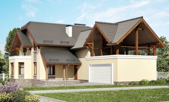 255-003-П Проект трехэтажного дома с мансардой, гараж, простой загородный дом из твинблока Горно-Алтайск | Проекты домов от House Expert