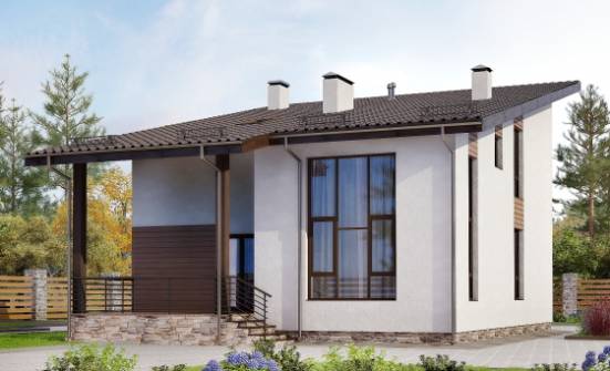 140-005-П Проект двухэтажного дома с мансардным этажом, компактный коттедж из блока Горно-Алтайск | Проекты домов от House Expert