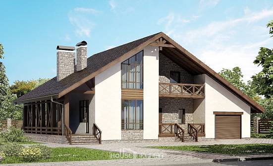 265-001-П Проект двухэтажного дома с мансардой и гаражом, уютный коттедж из блока Горно-Алтайск | Проекты домов от House Expert