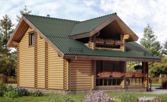 110-005-П Проект двухэтажного дома с мансардой, доступный дом из бревен Горно-Алтайск | Проекты домов от House Expert