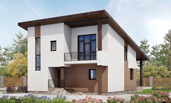 140-005-П Проект двухэтажного дома с мансардным этажом, компактный коттедж из блока Горно-Алтайск | Проекты домов от House Expert