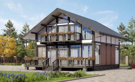 170-007-П Проект двухэтажного дома с мансардным этажом, доступный коттедж из дерева Горно-Алтайск | Проекты домов от House Expert