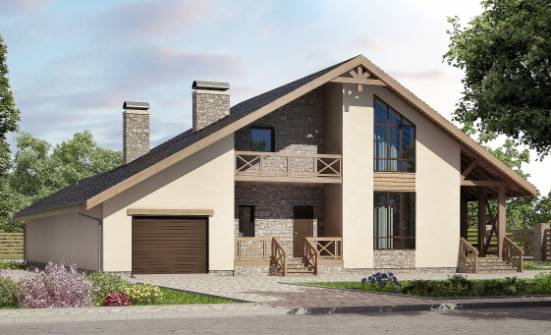 265-001-Л Проект двухэтажного дома с мансардой и гаражом, красивый домик из газобетона Горно-Алтайск | Проекты домов от House Expert