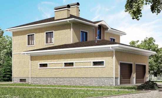 350-002-Л Проект трехэтажного дома и гаражом, современный домик из кирпича Горно-Алтайск | Проекты домов от House Expert
