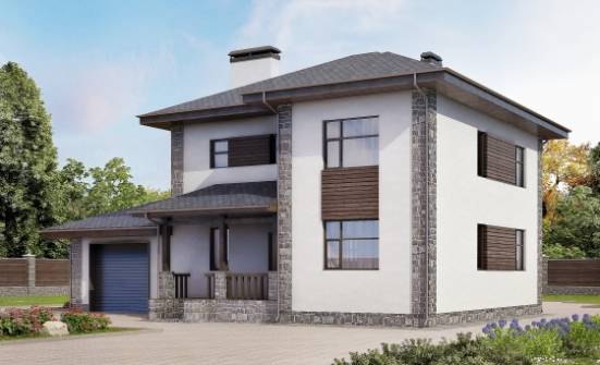 185-004-Л Проект двухэтажного дома и гаражом, средний домик из бризолита Горно-Алтайск | Проекты домов от House Expert
