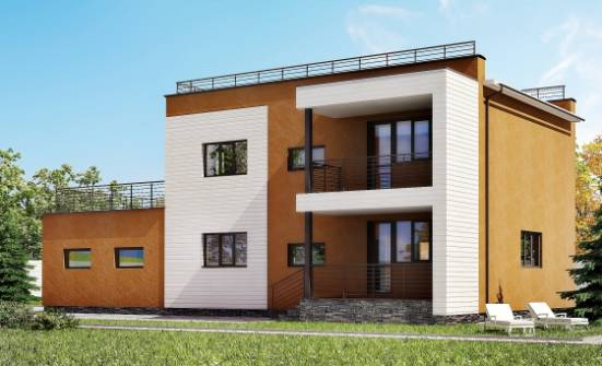 180-012-П Проект двухэтажного дома и гаражом, современный домик из кирпича Горно-Алтайск | Проекты домов от House Expert