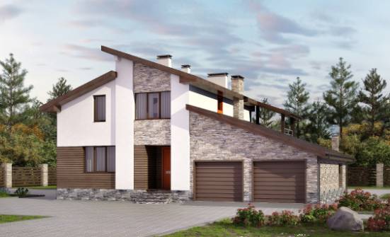 240-004-П Проект двухэтажного дома мансардой и гаражом, просторный коттедж из теплоблока Горно-Алтайск | Проекты домов от House Expert