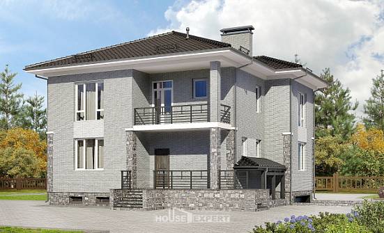 275-004-П Проект трехэтажного дома и гаражом, классический дом из кирпича Горно-Алтайск | Проекты домов от House Expert