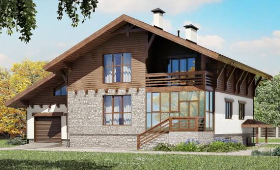 420-001-П Проект трехэтажного дома мансардой и гаражом, уютный дом из кирпича Горно-Алтайск | Проекты домов от House Expert