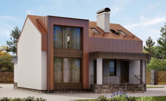 120-004-Л Проект двухэтажного дома с мансардой, современный домик из газосиликатных блоков Горно-Алтайск | Проекты домов от House Expert