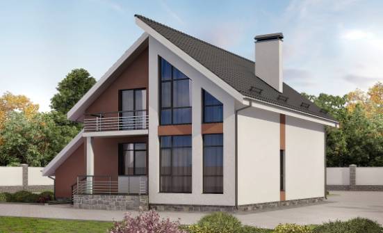 200-007-П Проект двухэтажного дома с мансардным этажом, гараж, красивый домик из теплоблока Горно-Алтайск | Проекты домов от House Expert