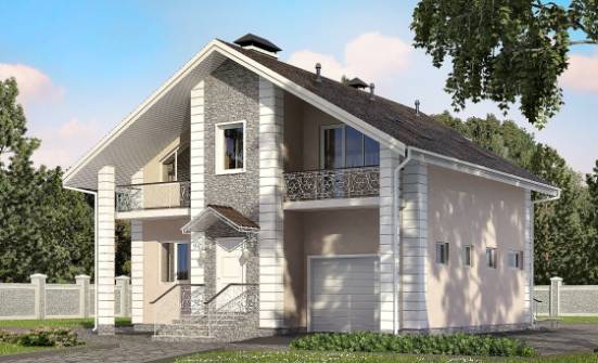 150-002-П Проект двухэтажного дома с мансардным этажом, гараж, компактный загородный дом из пеноблока Горно-Алтайск | Проекты домов от House Expert