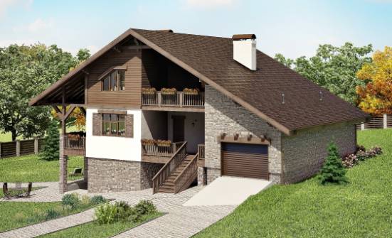 300-003-П Проект трехэтажного дома мансардой, гараж, большой домик из кирпича Горно-Алтайск | Проекты домов от House Expert