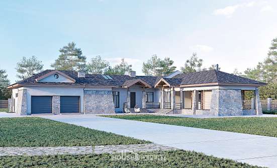 280-004-Л Проект одноэтажного дома и гаражом, красивый загородный дом из газобетона Горно-Алтайск | Проекты домов от House Expert