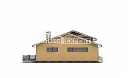 135-002-Л Проект одноэтажного дома и гаражом, бюджетный загородный дом из арболита, House Expert