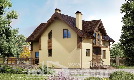 150-009-Л Проект двухэтажного дома мансардой, скромный домик из теплоблока Горно-Алтайск, House Expert
