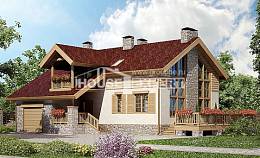 165-002-П Проект двухэтажного дома с мансардой и гаражом, экономичный загородный дом из пеноблока Горно-Алтайск, House Expert