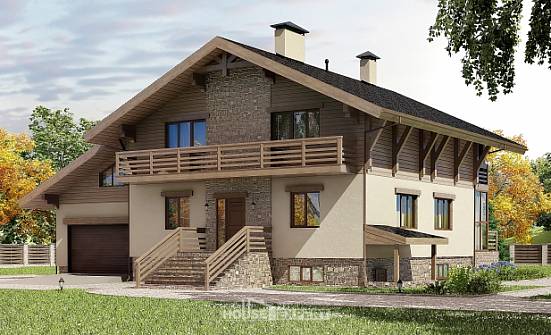 420-001-Л Проект трехэтажного дома с мансардой, гараж, огромный коттедж из кирпича Горно-Алтайск | Проекты домов от House Expert