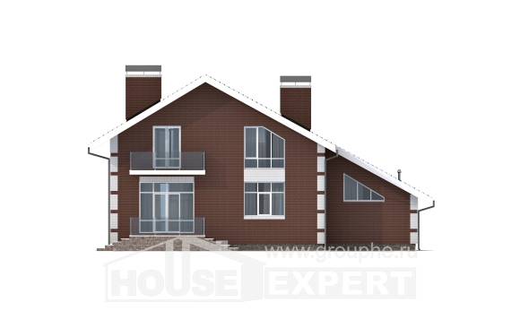 180-001-Л Проект двухэтажного дома с мансардным этажом и гаражом, классический коттедж из теплоблока, House Expert