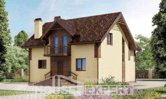 150-009-Л Проект двухэтажного дома с мансардой, компактный коттедж из керамзитобетонных блоков Горно-Алтайск, House Expert