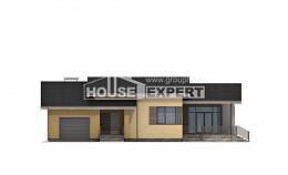 135-002-Л Проект одноэтажного дома и гаражом, недорогой коттедж из пеноблока Горно-Алтайск, House Expert