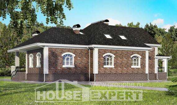 490-001-П Проект трехэтажного дома мансардный этаж и гаражом, уютный загородный дом из кирпича Горно-Алтайск, House Expert
