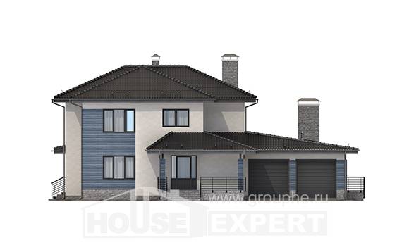 340-005-П Проект двухэтажного дома, гараж, красивый коттедж из поризованных блоков, House Expert