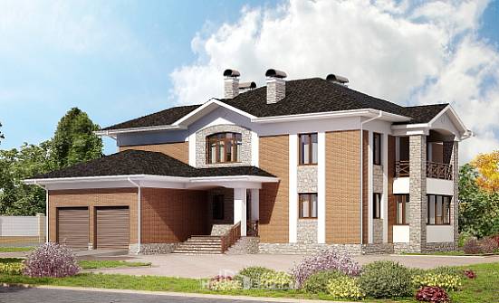 520-002-Л Проект трехэтажного дома и гаражом, классический загородный дом из твинблока Горно-Алтайск | Проекты домов от House Expert