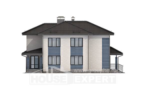 340-005-П Проект двухэтажного дома и гаражом, красивый дом из теплоблока, House Expert