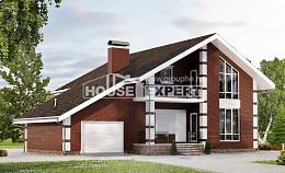 180-001-Л Проект двухэтажного дома с мансардным этажом, гараж, современный загородный дом из твинблока Горно-Алтайск, House Expert