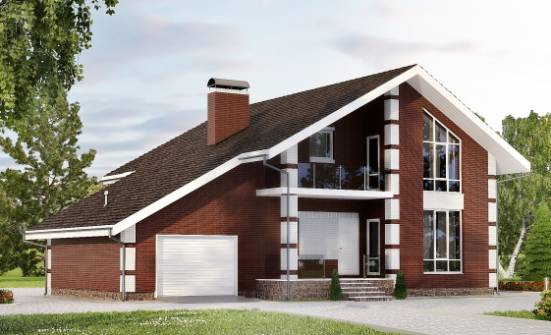 180-001-Л Проект двухэтажного дома мансардный этаж, гараж, современный загородный дом из арболита, House Expert