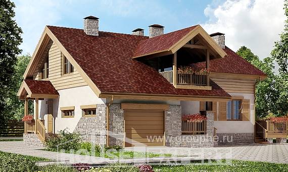 165-002-П Проект двухэтажного дома мансардный этаж, гараж, современный коттедж из пеноблока Горно-Алтайск, House Expert