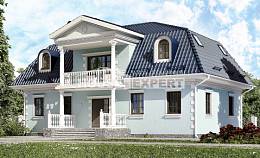 210-004-Л Проект двухэтажного дома мансардой, классический загородный дом из бризолита, House Expert