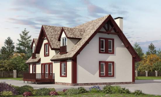 300-008-Л Проект двухэтажного дома с мансардой и гаражом, просторный домик из керамзитобетонных блоков, House Expert