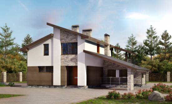 200-010-П Проект двухэтажного дома мансардой и гаражом, уютный загородный дом из пеноблока, House Expert