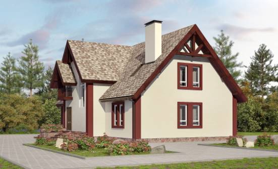 300-008-Л Проект двухэтажного дома с мансардой и гаражом, просторный домик из керамзитобетонных блоков, House Expert