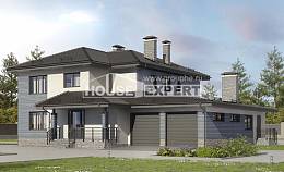 340-005-П Проект двухэтажного дома и гаражом, большой дом из бризолита, House Expert