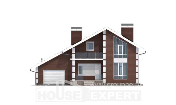 180-001-Л Проект двухэтажного дома с мансардным этажом и гаражом, недорогой загородный дом из теплоблока, House Expert