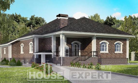490-001-П Проект трехэтажного дома с мансардой и гаражом, классический коттедж из кирпича Горно-Алтайск, House Expert