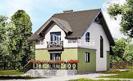 120-003-П Проект двухэтажного дома с мансардой, простой загородный дом из пеноблока Горно-Алтайск, House Expert
