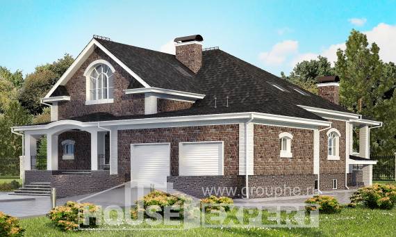 490-001-П Проект трехэтажного дома мансардный этаж и гаражом, огромный загородный дом из кирпича, House Expert