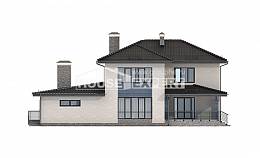 340-005-П Проект двухэтажного дома, гараж, просторный домик из блока, House Expert