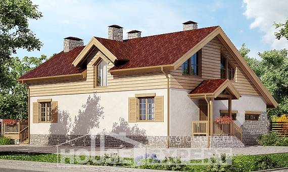 165-002-П Проект двухэтажного дома мансардой, гараж, простой коттедж из пеноблока Горно-Алтайск, House Expert