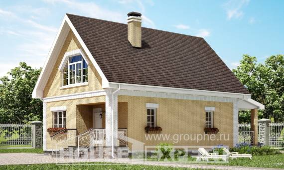 130-004-П Проект двухэтажного дома с мансардой, бюджетный дом из газосиликатных блоков, House Expert