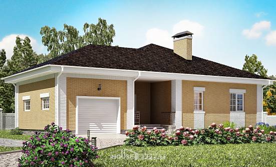 130-002-Л Проект одноэтажного дома, гараж, бюджетный коттедж из керамзитобетонных блоков, House Expert