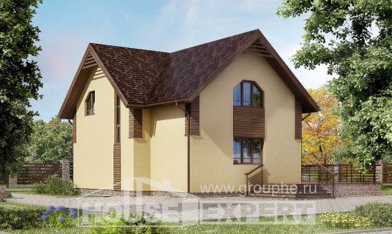 150-009-Л Проект двухэтажного дома мансардный этаж, небольшой домик из бризолита Горно-Алтайск, House Expert